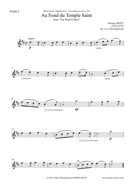 Au Fond Du Temple Saint Theme Only From The Pearl Fishers String Quartet Page 2