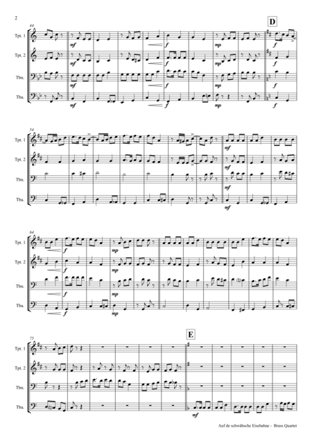 Auf Der Schwbsche Eisebahne Swabian Anthem Oktoberfest Brass Quartet Page 2