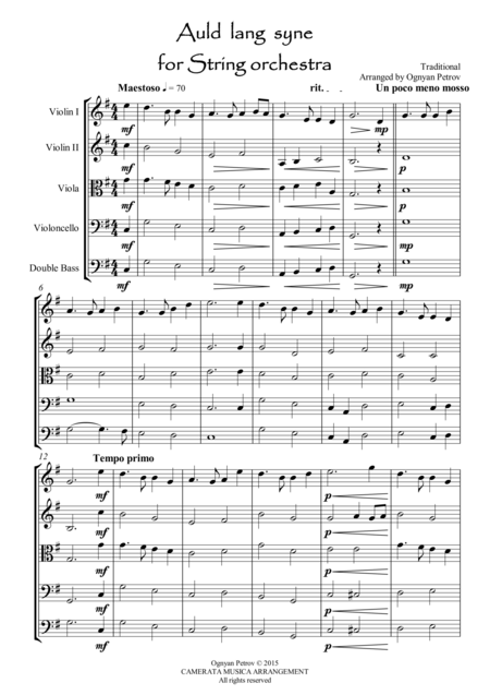 Auld Lang Syne Arranged For String Orchestra Page 2
