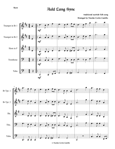 Auld Lang Syne For Brass Quintet Page 2