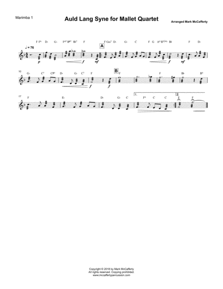 Auld Lang Syne For Mallet Quartet Page 2