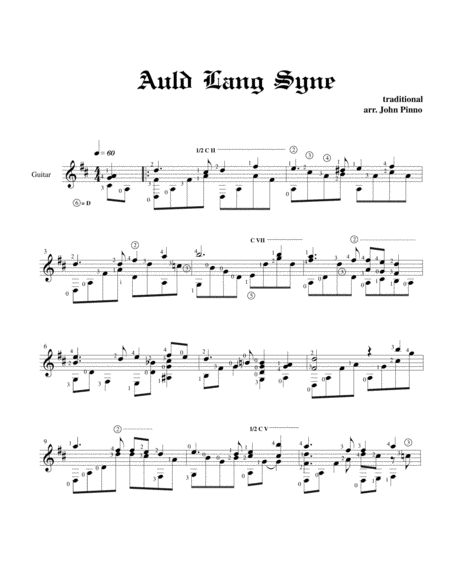 Auld Lang Syne For Solo Classical Guitar Page 2