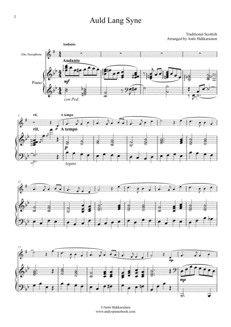 Auld Lang Syne Saxophone Piano Page 2