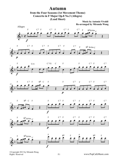 Autumn From Four Seasons Lead Sheet In F Page 2