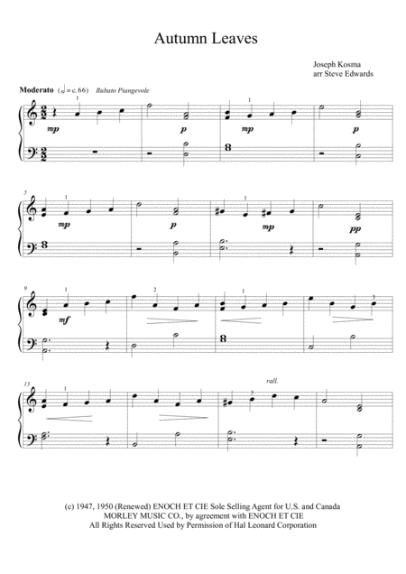 Autumn Leaves For Easy Jazz Piano Page 2