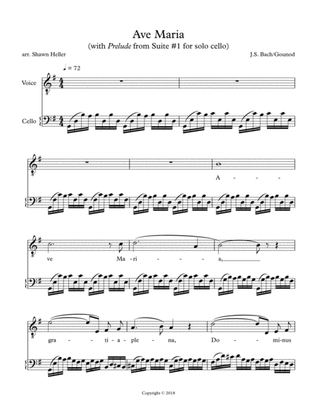 Ave Maria Arranged With Bachs Cello Prelude 1 As Accompaniment Page 2