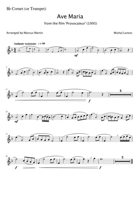 Ave Maria By Michal Lorenc Arranged For Bb Cornet Page 2