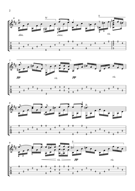 Ave Maria Classical Guitar Solo With Tablature Page 2