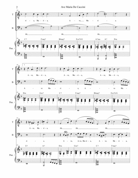 Ave Maria De Caccini Duet For Tenor Bass Solo Medium Low Key Page 2