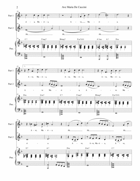 Ave Maria De Caccini For 2 Part Choir Medium Low Key Page 2