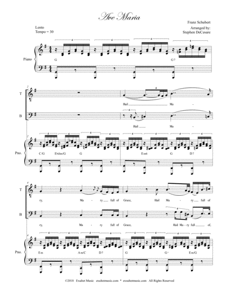 Ave Maria Duet For Tenor And Bass Solo English Lyrics Low Key Piano Accompaniment Page 2