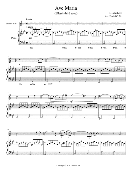 Ave Maria For B Flat Clarinet And Piano Page 2