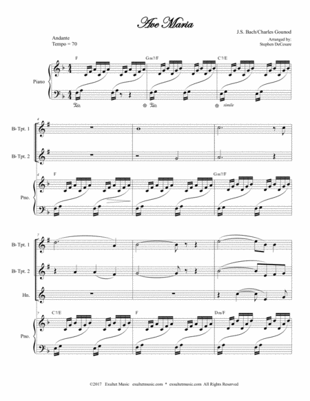 Ave Maria For Brass Quartet Piano Accompaniment Page 2