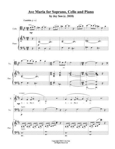 Ave Maria For Soprano Cello And Piano Page 2