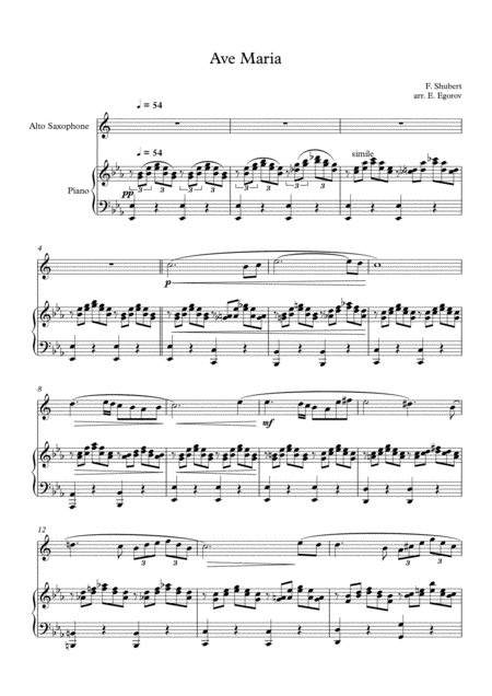 Ave Maria Franz Schubert For Alto Saxophone Piano Page 2