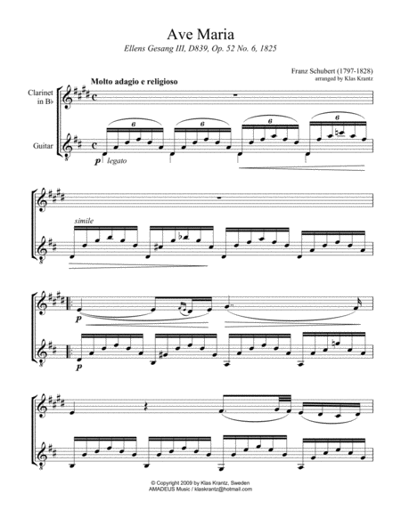 Ave Maria Schubert For Clarinet And Guitar Page 2