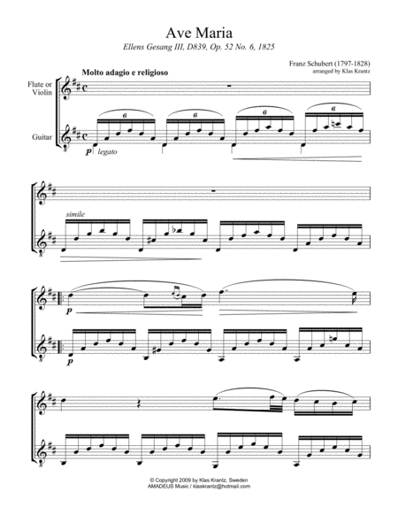Ave Maria Schubert For Violin Or Flute And Guitar Page 2