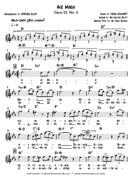 Ave Maria Schubert Lead Sheet Key Of Eb Page 2