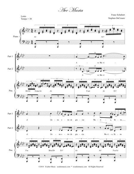 Ave Maria Spanish Lyrics For 2 Part Choir Medium Key Piano Page 2