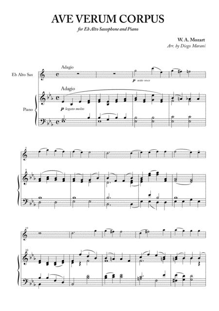 Ave Verum Corpus For Alto Saxophone And Piano Page 2