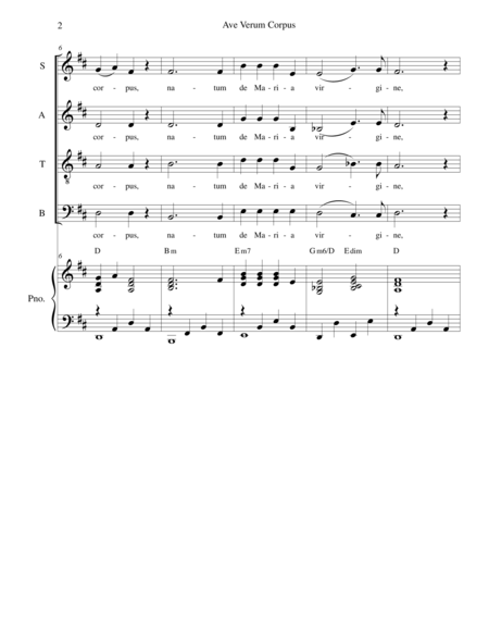 Ave Verum Corpus For Satb Choir Page 2