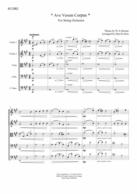 Ave Verum Corpus For String Orchestra Page 2