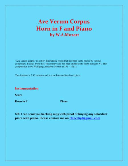 Ave Verum Corpus Horn In F And Piano Intermediate Level Page 2