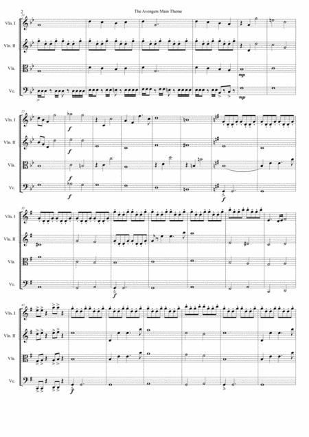 Avengers Theme From The Avengers String Quartet Viola Melody Part Page 2