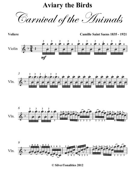 Aviary Voliere Carnival Of The Animals Easy Violin Sheet Music Page 2