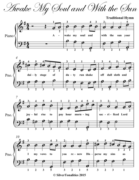 Awake My Soul And With The Sun Easy Piano Sheet Music Page 2