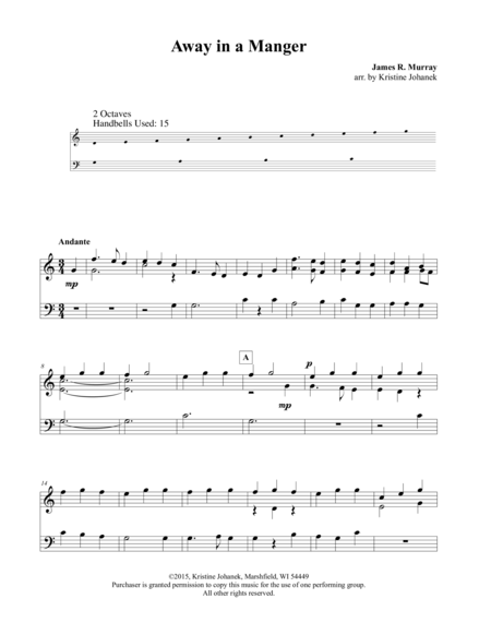 Away In A Manger 2 Octave Handbell Hand Chimes Or Tone Chimes Page 2