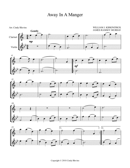 Away In A Manger For Clarinet And Violin Page 2