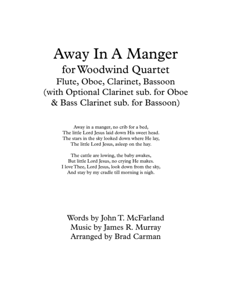 Away In A Manger For Intermediate Woodwind Quartet Page 2