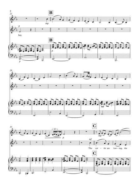 Away In A Manger For Voice Alto Sax Duet With Piano Accompaniment Page 2