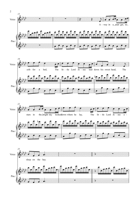 Away In A Manger For Voice Piano Page 2