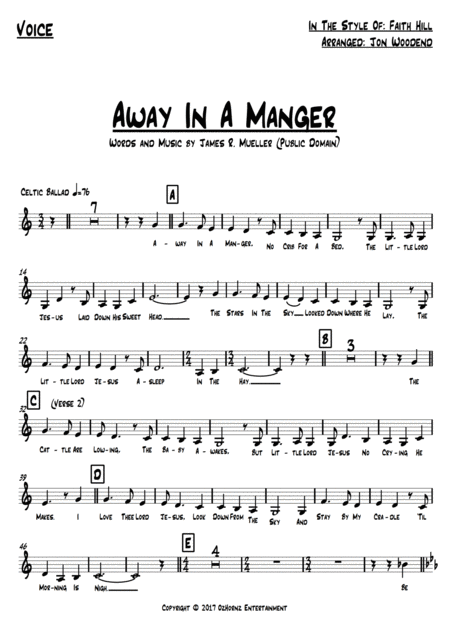 Away In A Manger In The Style Of Faith Hill Female Vocal Flute Flugelhorn 5 Rhythm Page 2