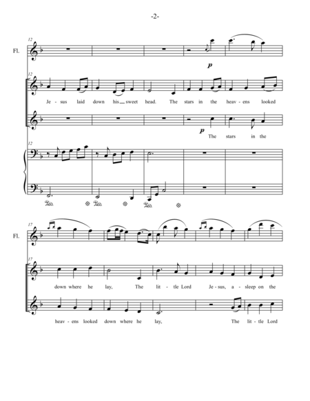 Away In A Manger Ssa Choir Piano And Flute Page 2