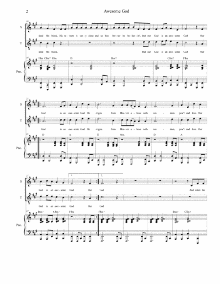 Awesome God For 2 Part Choir Sop Ten Page 2