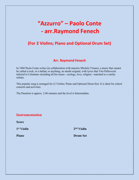 Azzurro 2 Violins Piano And Drum Set Page 2