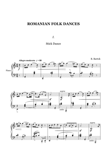 B Bartok Romanian Folk Dances For Piano Page 2