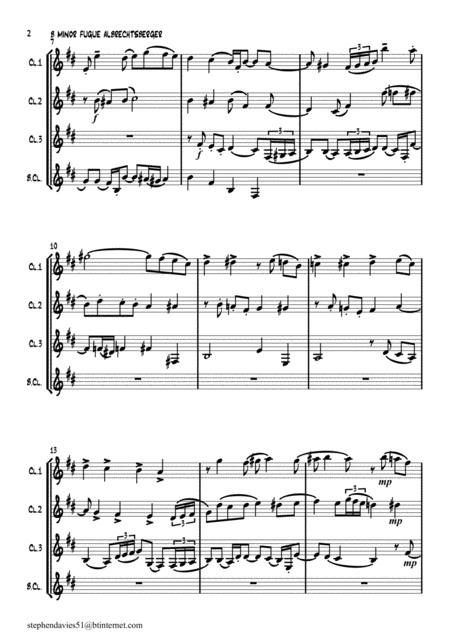 B Minor Fugue By Johann Georg Albrechtsberger For Clarinet Quartet Page 2