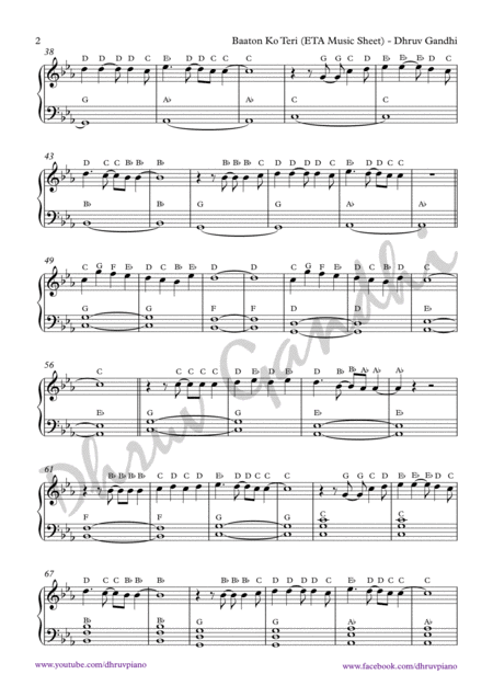 Baaton Ko Teri All Is Well Piano Arrangement Easy To Advanced Page 2