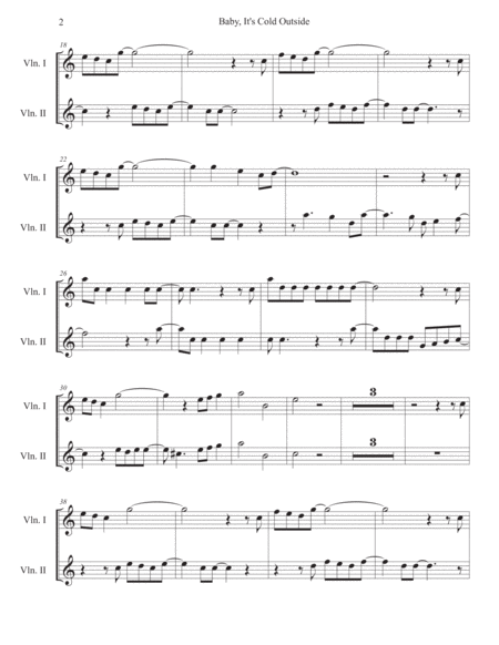 Baby Its Cold Outside Easy Key Of C Violin Duet Page 2