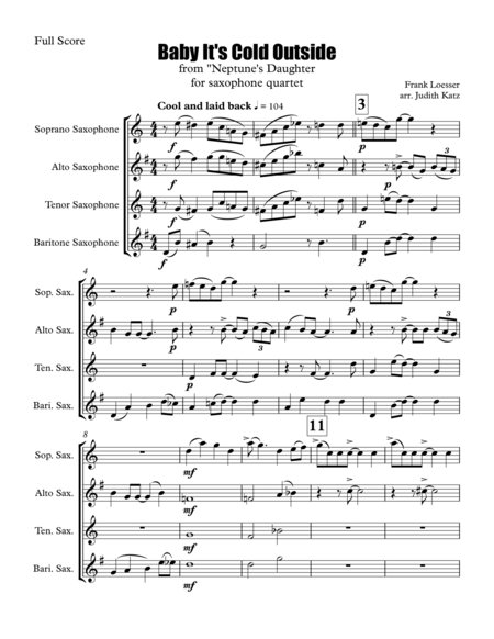 Baby Its Cold Outside For Saxophone Quartet Page 2