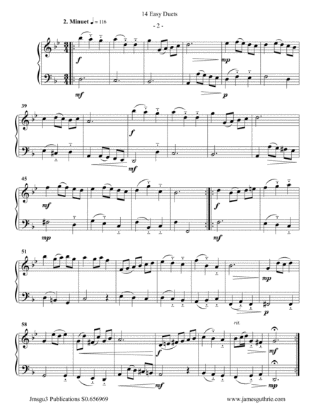 Bach 14 Easy Duets For Alto Flute Cello Duo Page 2