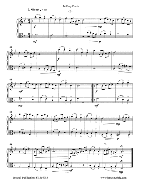 Bach 14 Easy Duets For Alto Flute Viola Page 2