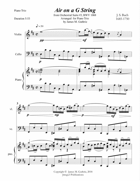 Bach Air On A G String For Piano Trio Page 2