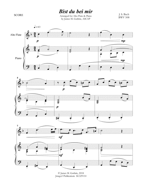 Bach Bist Du Bei Mir Bwv 508 For Alto Flute Piano Page 2