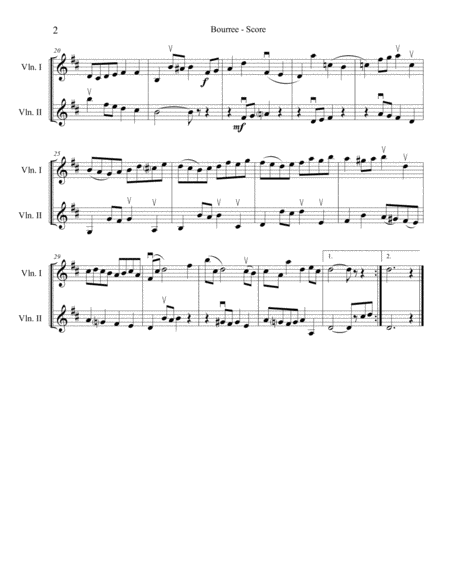 Bach Bourree For Two Violins Page 2