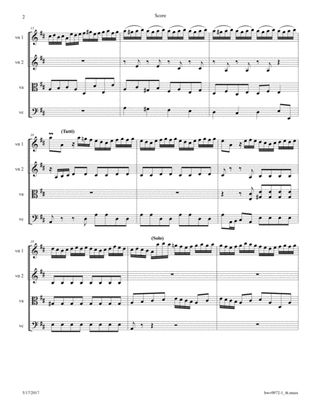 Bach Bwv 972 Mvt 1 After Violin Concerto By Vivaldi Rv 230 Arr For String Quartet Page 2